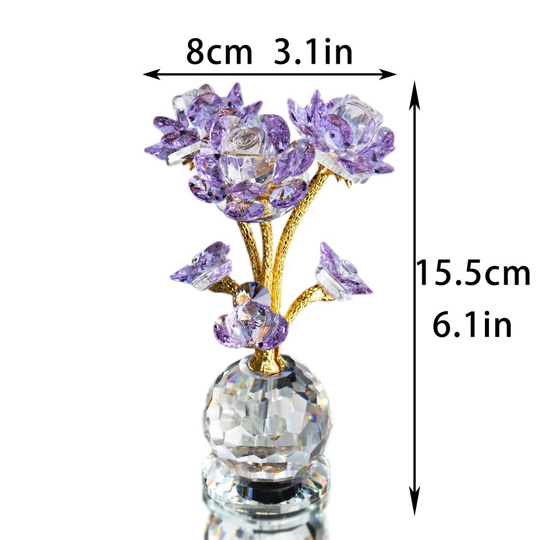 y♡Crystal Amazon.com: QFkris Purple Crystal Rose Flower Figurine